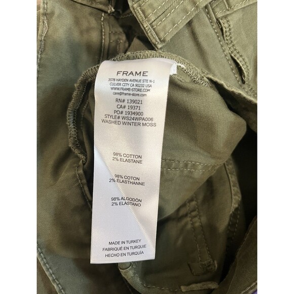 FRAME women Utility Pocket Crop Cargo Pant size 24 Washed Winter Moss 24x26 $288 - Picture 9 of 10